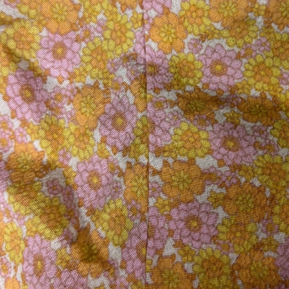 H&M Floral Ruched Crop Top Womens Medium Yellow Pink Cottagecore Boho Festival - Picture 4 of 14